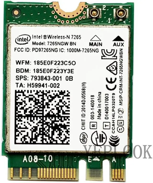Alt view image 2 of 3 - Wireless-N 7265 7265NGW BN Intel 7265BN 2.4G 300Mbps Wi-Fi + Bluetooth 4.0 NGFF M.2 802.11n Wifi Card Wireless Network Card
