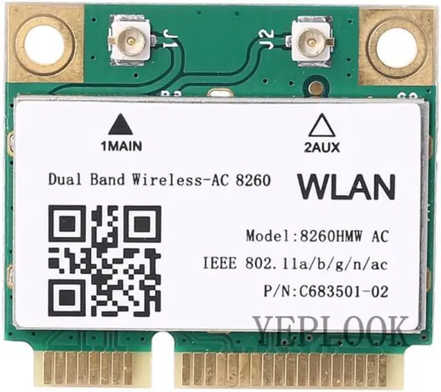 Alt view image 2 of 7 - Wireless-AC 8260NGW 8260AC 300Mbps+867Mbps802.11AC 2x2 Dual Band2.4G/5Ghz WiFi + Bluetooth 4.2 Mini PCI-E WiFi Card