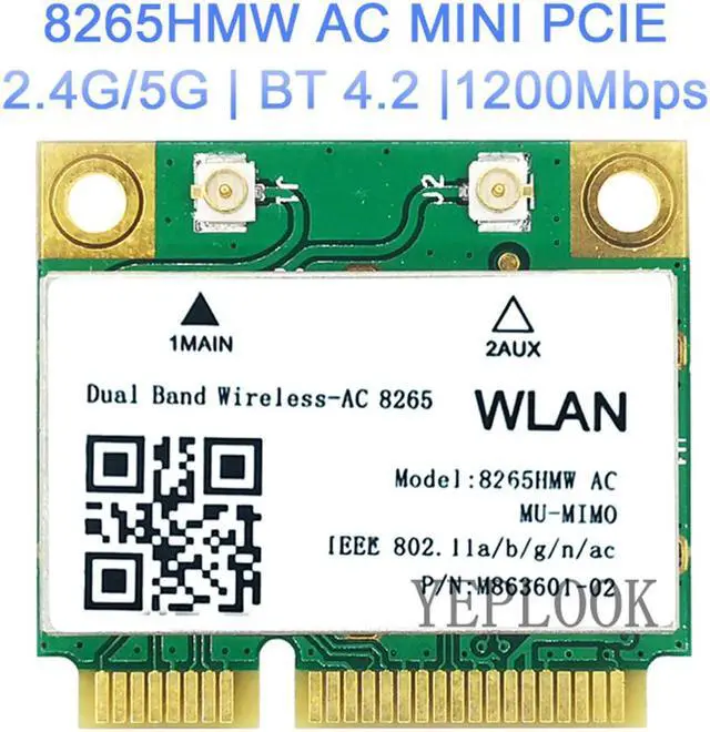Main image of Wireless-AC 8265 8265HMW 8265AC 867Mbps+300Mbps Dual Band 2.4G/5Ghz 802.11ac 2x2 Bluetooth 4.2 Mini PCIe Half Size Network Card