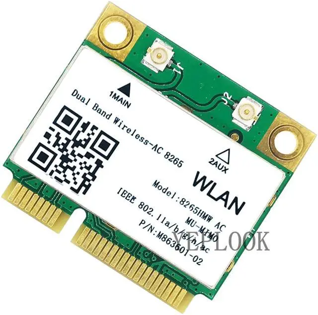 Alt view image 2 of 4 - Wireless-AC 8265 8265HMW 8265AC 867Mbps+300Mbps Dual Band 2.4G/5Ghz 802.11ac 2x2 Bluetooth 4.2 Mini PCIe Half Size Network Card