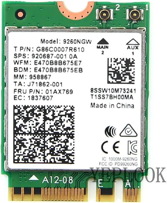 Alt view image 2 of 5 - Wireless-AC 9260NGW 9260AC 1.73Gbps Dual Band 2.4G/5Ghz NGFF M.2 Wifi Card 802.11ac WiFi+BT 5.0 MU-MIMO Wireless Card Windows 10
