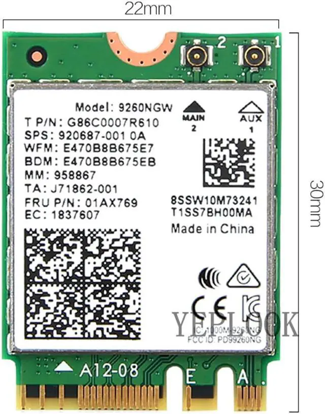 Alt view image 5 of 5 - Wireless-AC 9260NGW 9260AC 1.73Gbps Dual Band 2.4G/5Ghz NGFF M.2 Wifi Card 802.11ac WiFi+BT 5.0 MU-MIMO Wireless Card Windows 10