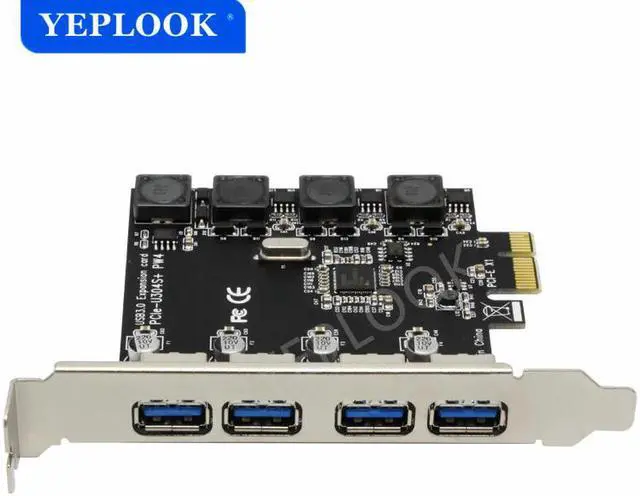 Alt view image 3 of 7 - 4 Ports USB3.0 PCIe X1 X4 X8 X16 Expansion Card PCI-E to External 4 Ports USB3.0 NEC D720201 Independent Power Supply 5Gbps 4*2A