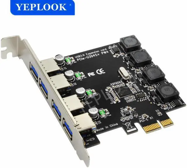 Alt view image 2 of 7 - 4 Ports USB3.0 PCIe X1 X4 X8 X16 Expansion Card PCI-E to External 4 Ports USB3.0 NEC D720201 Independent Power Supply 5Gbps 4*2A