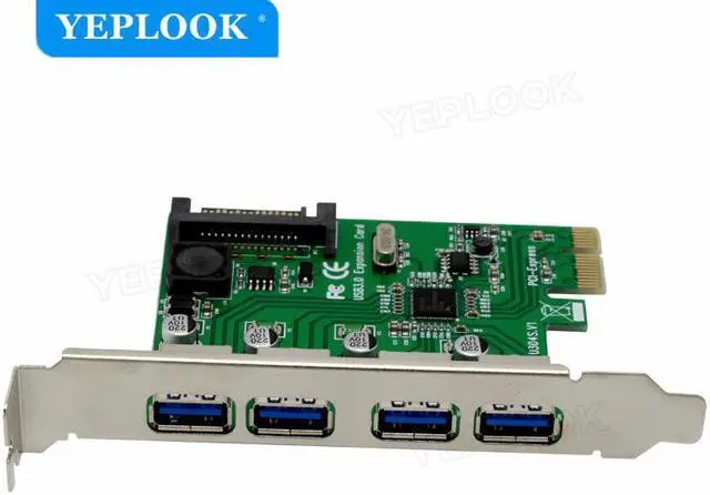 Alt view image 5 of 6 - PCIe to External 4 Ports USB3.0 Expansion Card Support PCI-E x1 x4 x8 x16 NEC720201 Chipset 5Gbps with 15Pin SATA Power U3N04S