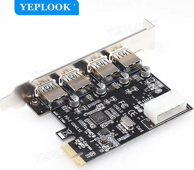Alt view image 2 of 4 - 4 Port USB3.0 PCI-E Card PCIe USB3.0 HUB Adapter Controller Full Speed 5Gbps 4Pin Molex Power Supply Support PCIe X1 X4 X8 X16