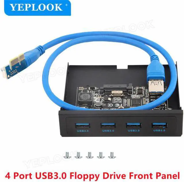 Main image of PCI-E to 4 Port USB3.0 3.5" Floppy Drive Front Panel Bracket Expansion Card 5Gbs PCIe x1 Riser Cable 60cm Chipset NEC720201