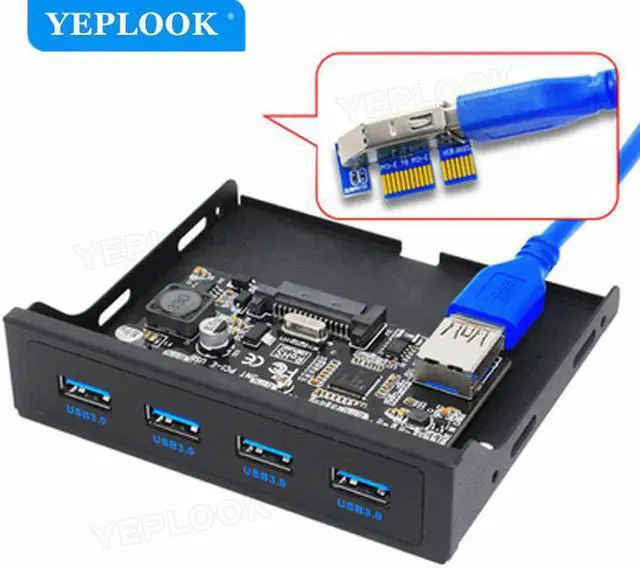 Alt view image 3 of 5 - PCI-E to 4 Port USB3.0 3.5" Floppy Drive Front Panel Bracket Expansion Card 5Gbs PCIe x1 Riser Cable 60cm Chipset NEC720201