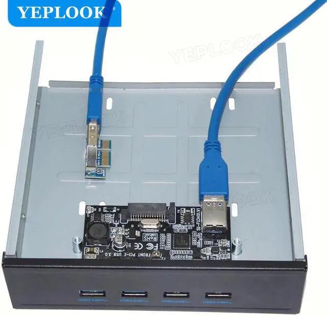 Alt view image 2 of 6 - PCI-E x1 to 4 Port USB3.0 Expansion Card 5.25" Floppy Bay Front Panel with Free 60cm USB3.0 Cable NEC720201 5Gbps for PC Desktop