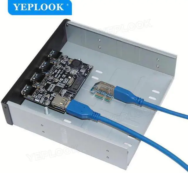 Alt view image 4 of 6 - PCI-E x1 to 4 Port USB3.0 Expansion Card 5.25" Floppy Bay Front Panel with Free 60cm USB3.0 Cable NEC720201 5Gbps for PC Desktop