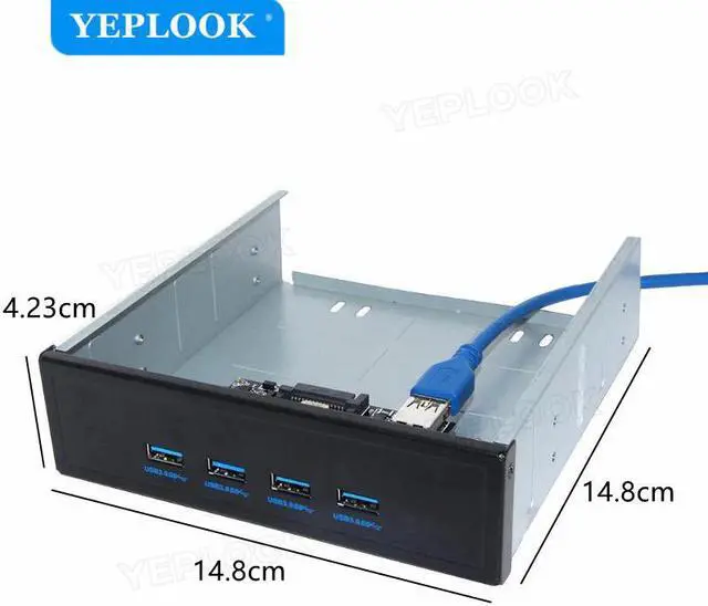 Alt view image 5 of 6 - PCI-E x1 to 4 Port USB3.0 Expansion Card 5.25" Floppy Bay Front Panel with Free 60cm USB3.0 Cable NEC720201 5Gbps for PC Desktop