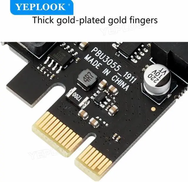 Alt view image 5 of 6 - PCIe to 2 Ports USB3.0 Expansion Card External Controller Adapter USB3.0 Hub 5Gbps Internal 19pin Header VL805 For Desktop