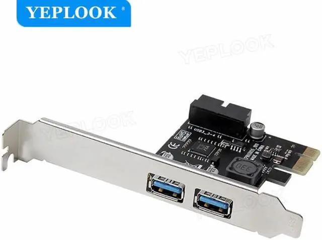 Alt view image 3 of 6 - PCIe to 2 Ports USB3.0 Expansion Card External Controller Adapter USB3.0 Hub 5Gbps Internal 19pin Header VL805 For Desktop