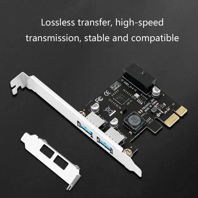 Alt view image 6 of 6 - PCIe to 2 Ports USB3.0 Expansion Card External Controller Adapter USB3.0 Hub 5Gbps Internal 19pin Header VL805 For Desktop