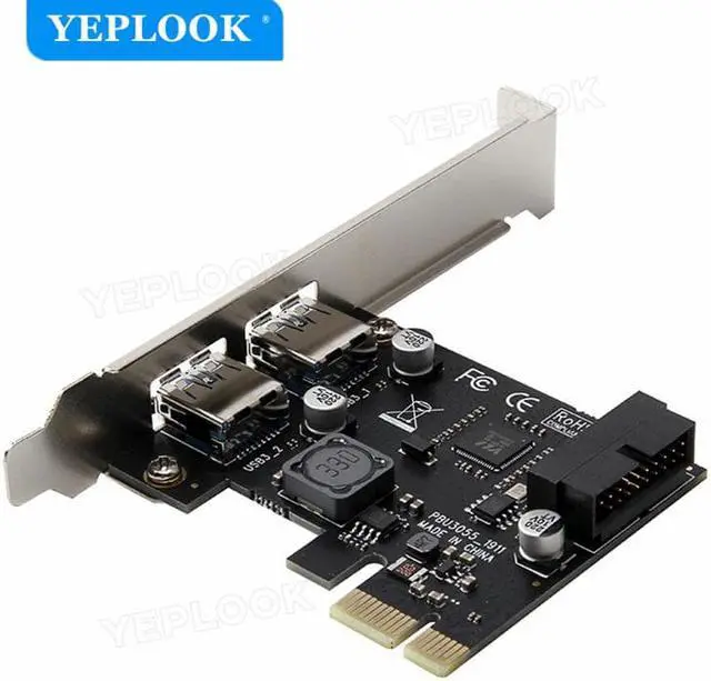 Alt view image 2 of 6 - PCIe to 2 Ports USB3.0 Expansion Card External Controller Adapter USB3.0 Hub 5Gbps Internal 19pin Header VL805 For Desktop