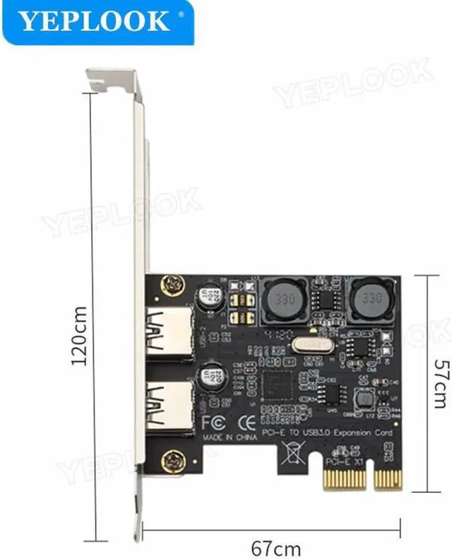 Alt view image 5 of 5 - PCI-E 2 Port USB3.0 Expansion Card High Speed 5Gbps Adapter Card PCIe USB3.0 Converter 4A Self-powered VIA Chipset with Bracket