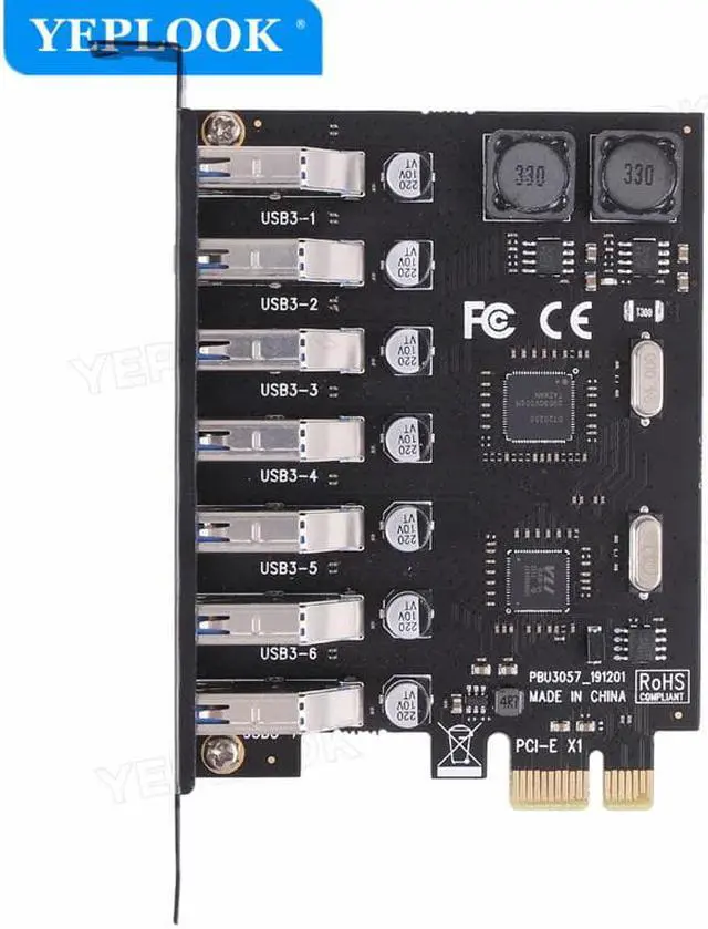 Alt view image 2 of 6 - USB 3.0 PCI-E Expansion Card 7 Ports USB 3.0 Hub Adapter External Controller Card 5Gbps for PC Computer Desktop Dual NEC Chipset