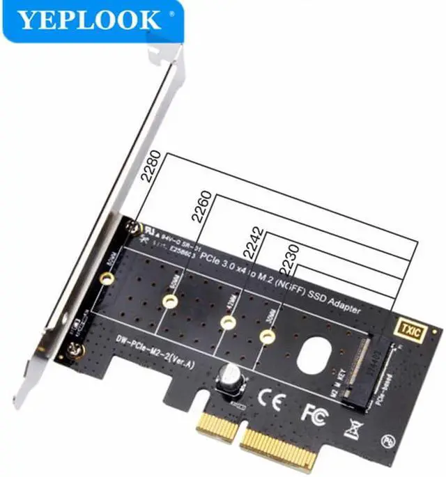 Alt view image 3 of 4 - M Key M.2 NVMe NGFF to PCIe 3.0 Support X16 X8 X4 2230 2245 2260 2280 SSD Riser Adapter Full Speed Not for B Key (SATA)