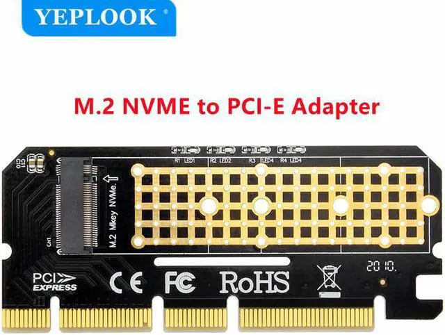 Main image of M-Key M.2 NVMe NGFF to PCIe X16 X8 X4 SSD Riser Adapter with LED Indicator Full Speed 6000MB/s Not for B Key (SATA) Free Driver