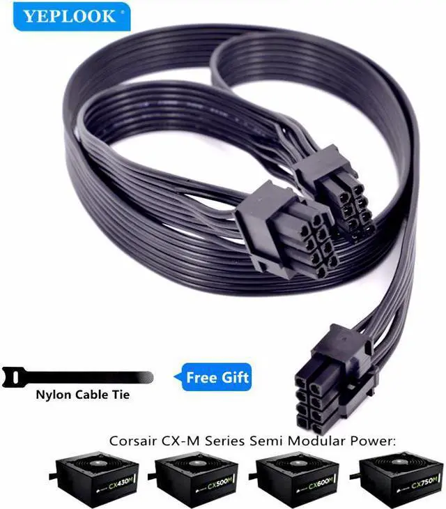 Main image of PCIe 8Pin to Dual 8Pin 6+2Pin Cable GPU PSU Splitter Cable 60+20cm For Corsair CX-M Series CX850M CX750M CX600M CX500M CX430M