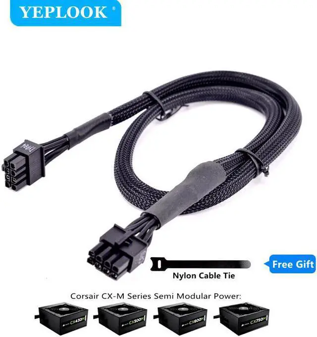 Main image of CPU 8Pin to 8Pin 4+4Pin Modular Power Supply Cable Sleeved 18AWG 65cm For Corsair CX-M Series CX850M CX750M CX600M CX500M CX430M