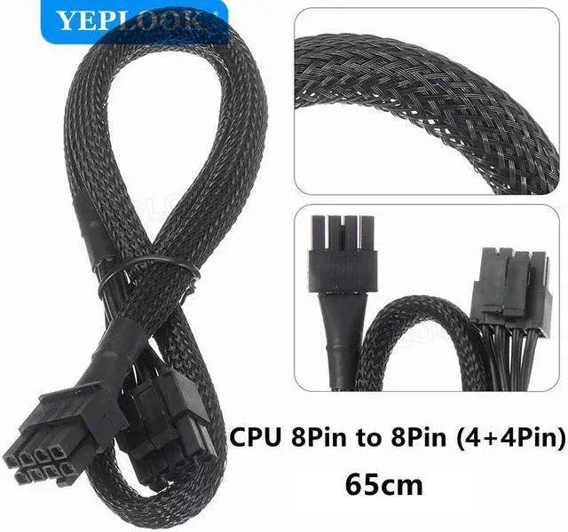Alt view image 3 of 6 - CPU 8Pin to 8Pin 4+4Pin Modular Power Supply Cable Sleeved 18AWG 65cm For Corsair CX-M Series CX850M CX750M CX600M CX500M CX430M