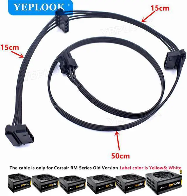 Alt view image 4 of 6 - PCIe 6Pin to 3 IDE Molex 4Pin GPU Power Supply Cable For Corsair Old Version PSU RM Series RM1000 RM850 RM750 RM650 RM550 RM450