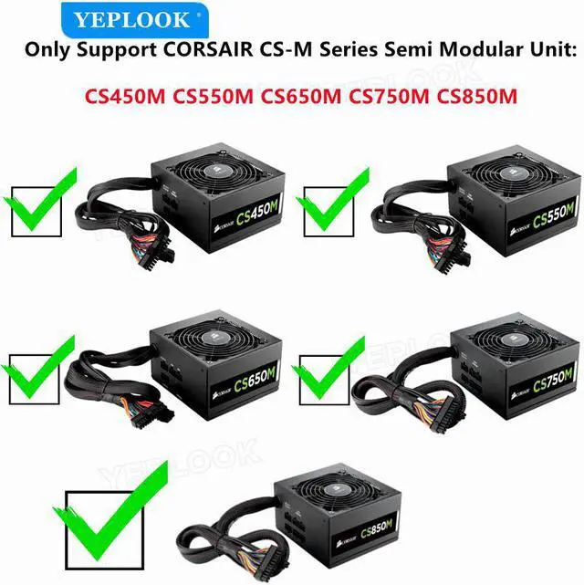 Alt view image 2 of 5 - PCIe 8Pin to Dual 8Pin 6+2Pin GPU Power Cable Sleeved For Corsair CS-M Series Semi Modular CS450M CS550M CS650M CS750M CS850M