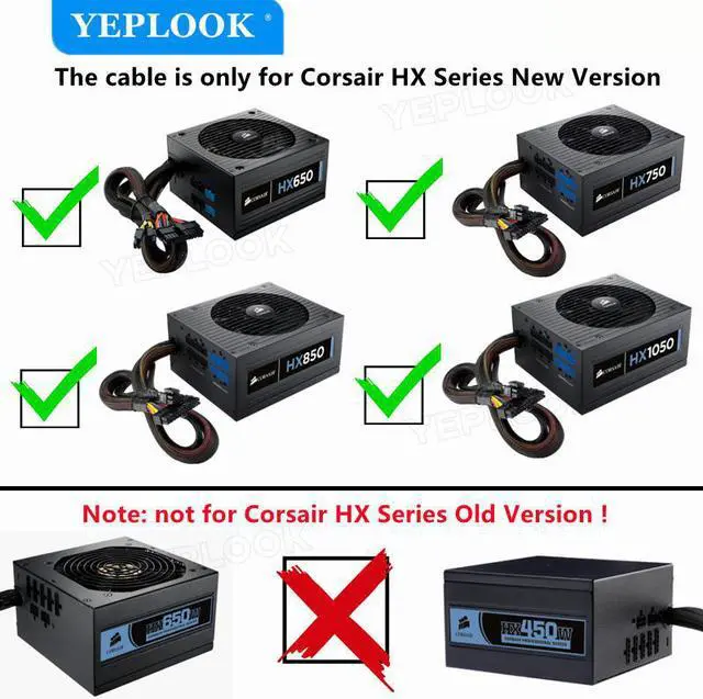Alt view image 2 of 8 - CPU 8Pin to 8Pin (4+4Pin) Modular Power Supply Cable For Corsair HX Series Semi Modular PSU New Version HX1050 HX850 HX750 HX650
