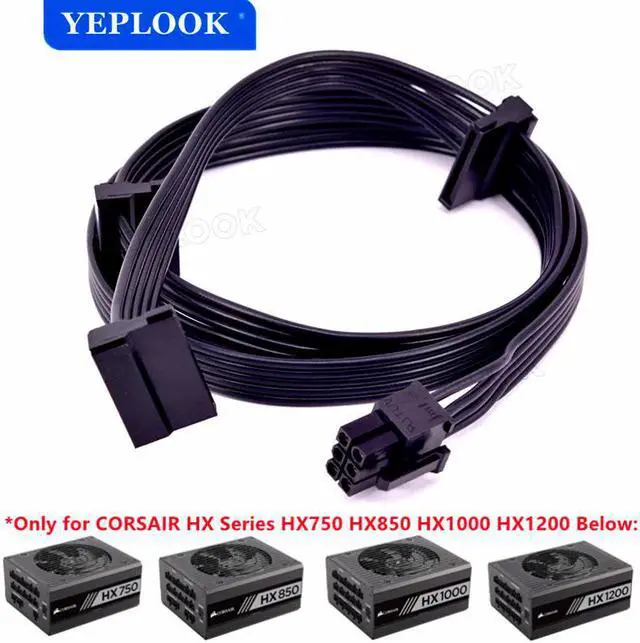 Main image of PCIe 6Pin to 3 SATA 15Pin SSD Power Supply Cable For Corsair HX Series HX750 HX850 HX1000 HX1200 Full Modular Power Supply Unit