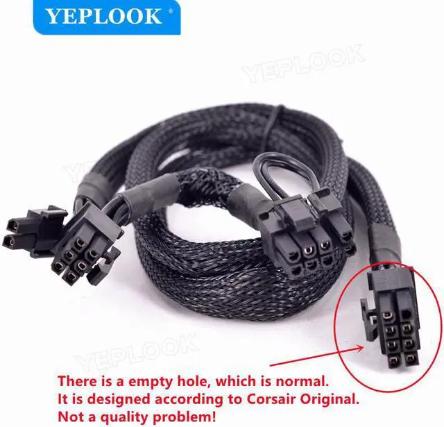 Alt view image 4 of 7 - PCIe 8Pin to Dual 8Pin 6+2Pin GPU Power Cable Sleeved For Corsair HX Series HX750 HX850 HX1000 HX1200 Full Modular PSU 60+20CM