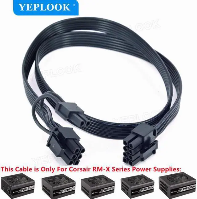 Alt view image 2 of 6 - PCIe 8Pin to 8Pin 6+2Pin GPU Power Supply Cable For Corsair RMx Series Full Modular PSU RM550x RM650x RM750x RM850x RM1000x 60CM