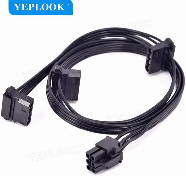 Alt view image 3 of 6 - PCIe 6Pin to 3 IDE Molex 4Pin GPU Power Supply Cable For Corsair RMx Series Modular PSU RM550x RM650x RM750x RM850x RM1000x