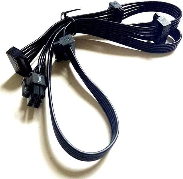 Alt view image 3 of 6 - PCIe 6Pin to 4 SATA 15Pin SSD Power Supply Cable For Corsair RMx Series Modular PSU RM550x RM650x RM750x RM850x RM1000x 18AWG