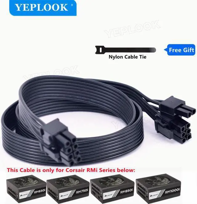 Alt view image 2 of 7 - PCIe 8Pin to 8Pin 6+2Pin GPU Power Supply Cable For Corsair RMi Series Full Modular PSU RM650i RM750i RM850i RM1000i 18AWG 60CM