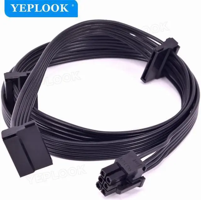 Alt view image 2 of 8 - PCIe 6Pin to 3 SATA 15Pin SSD Power Supply Cable For Corsair RMi Series Modular PSU RM650i RM750i RM850i RM1000i 18AWG