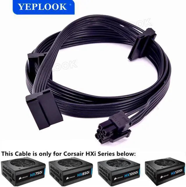 Main image of PCIe 6Pin to 3 SATA 15Pin SSD Power Supply Cable For Corsair HXi Series Full Modular PSU HX750i HX850i HX1000i HX1200i 18AWG