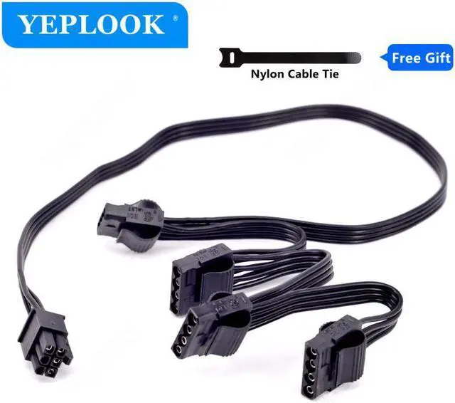 Main image of PCIe 6Pin to 4 IDE Molex 4Pin GPU Power Supply Cable For Corsair HXi Series Full Modular PSU HX750i HX850i HX1000i HX1200i 18AWG
