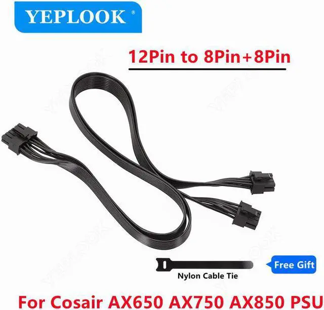 Main image of 12Pin to Dual 8Pin 8Pin+8Pin(6+2Pin) PSU Cable For Corsair AX650 AX750 AX850 AX Series Modular PSU 18AWG 60+60cm