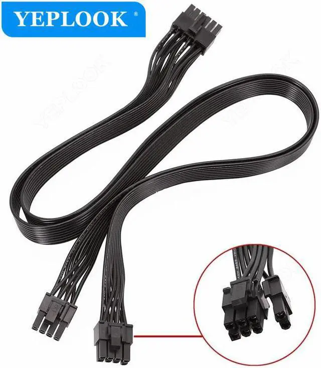Alt view image 2 of 5 - 12Pin to Dual 8Pin 8Pin+8Pin(6+2Pin) PSU Cable For Corsair AX650 AX750 AX850 AX Series Modular PSU 18AWG 60+60cm