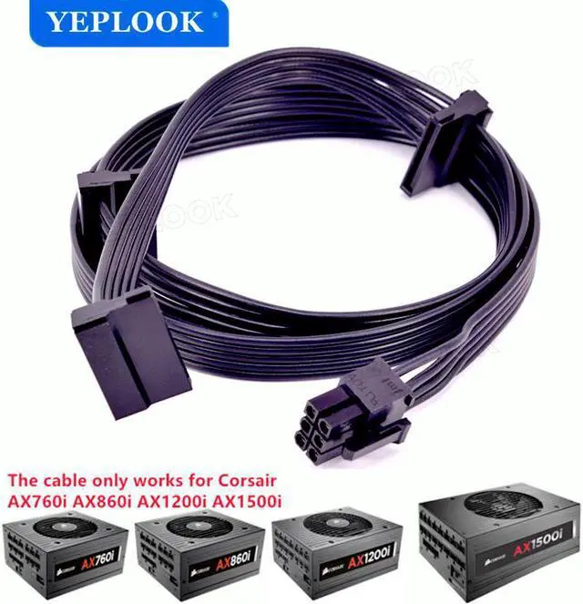 Main image of PCIe 6Pin to 3 SATA 15Pin SSD Power Supply Cable For Corsair AX760i/AX860i/AX1200i/AX1500i AXi Series Full Modular 50+15+15cm