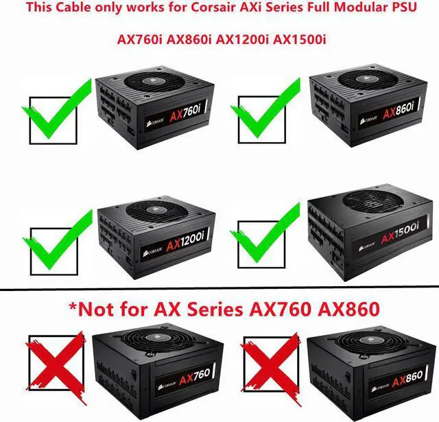 Alt view image 2 of 6 - CPU 8Pin to 8Pin (4+4Pin) Modular Power Supply Cable For Corsair AX760i/AX860i/AX1200i/AX1500i AXi Series Full Modular PSU 60CM