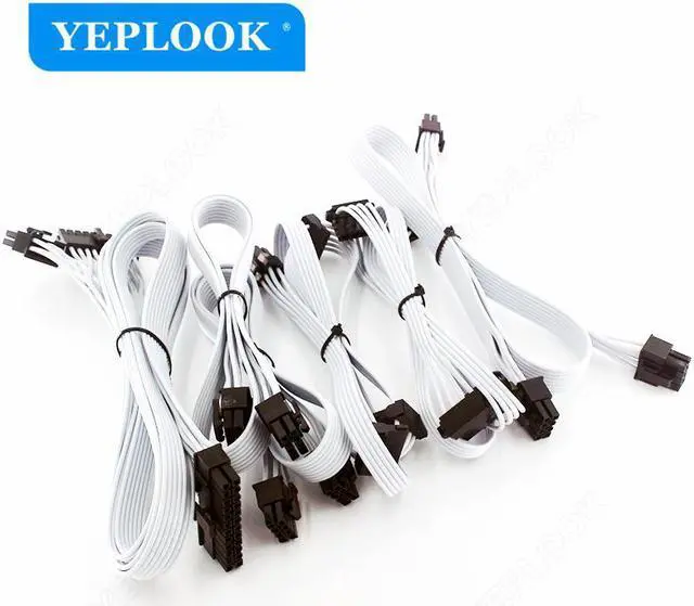 Alt view image 3 of 4 - PCIe 8Pin to Dual 8Pin 6+2Pin GPU PSU Cable 60+20cm For Corsair RM750x RM850x RM1000i Power Supply White Version 60CM 18AWG