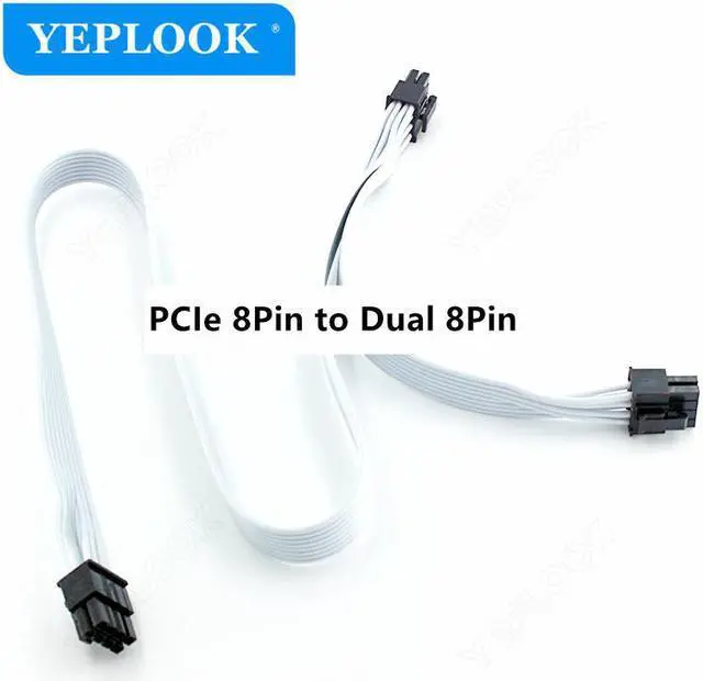 Main image of PCIe 8Pin to Dual 8Pin 6+2Pin GPU PSU Cable 60+20cm For Corsair RM750x RM850x RM1000i Power Supply White Version 60CM 18AWG