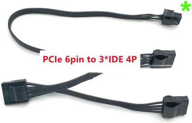 Alt view image 2 of 6 - PCIe 6Pin to 3 IDE Molex 4Pin GPU Power Supply Cable For Corsair SF450 SF600 SF750 Full Modular ATX Power Supply Unit PSU 18AWG