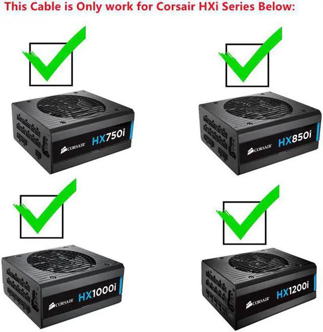 Alt view image 2 of 6 - 14pin+10Pin to 24Pin 20+4Pin Power Supply Cable Sleeved For Corsair HXi Series Full Modular PSU HX750i HX850i HX1000i HX1200i