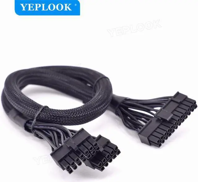 Alt view image 4 of 6 - 14Pin+10Pin to 24Pin 20+4Pin Power Supply Cable Sleeved For Corsair AX760i/AX860i/AX1200i/AX1500i AXi Series Full Modular PSU