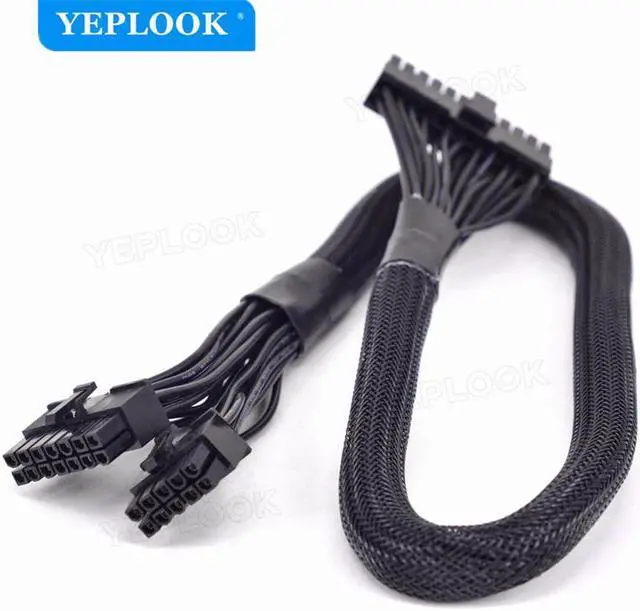 Alt view image 6 of 6 - 14Pin+10Pin to 24Pin 20+4Pin Power Supply Cable Sleeved For Corsair AX760i/AX860i/AX1200i/AX1500i AXi Series Full Modular PSU