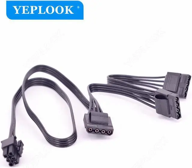 Alt view image 2 of 6 - PCIe 6Pin to 3xMolex Type D 4Pin IDE Cable Straight 18AWG For Seasonic PSU SS-660XP2 SS-760XP2 SS-860XP2 SS-1050XP3 SS-1200XP3