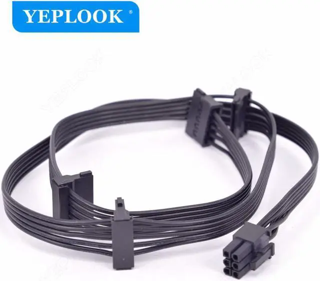 Alt view image 2 of 6 - PCIe 6Pin to 4 SATA 15Pin Male SSD Power Supply Cable For Seasonic PSU Modular X Series X-1050XM2,X-1250XM2, X-650 KM3, X-750 KM3, X-850 KM3 18AWG